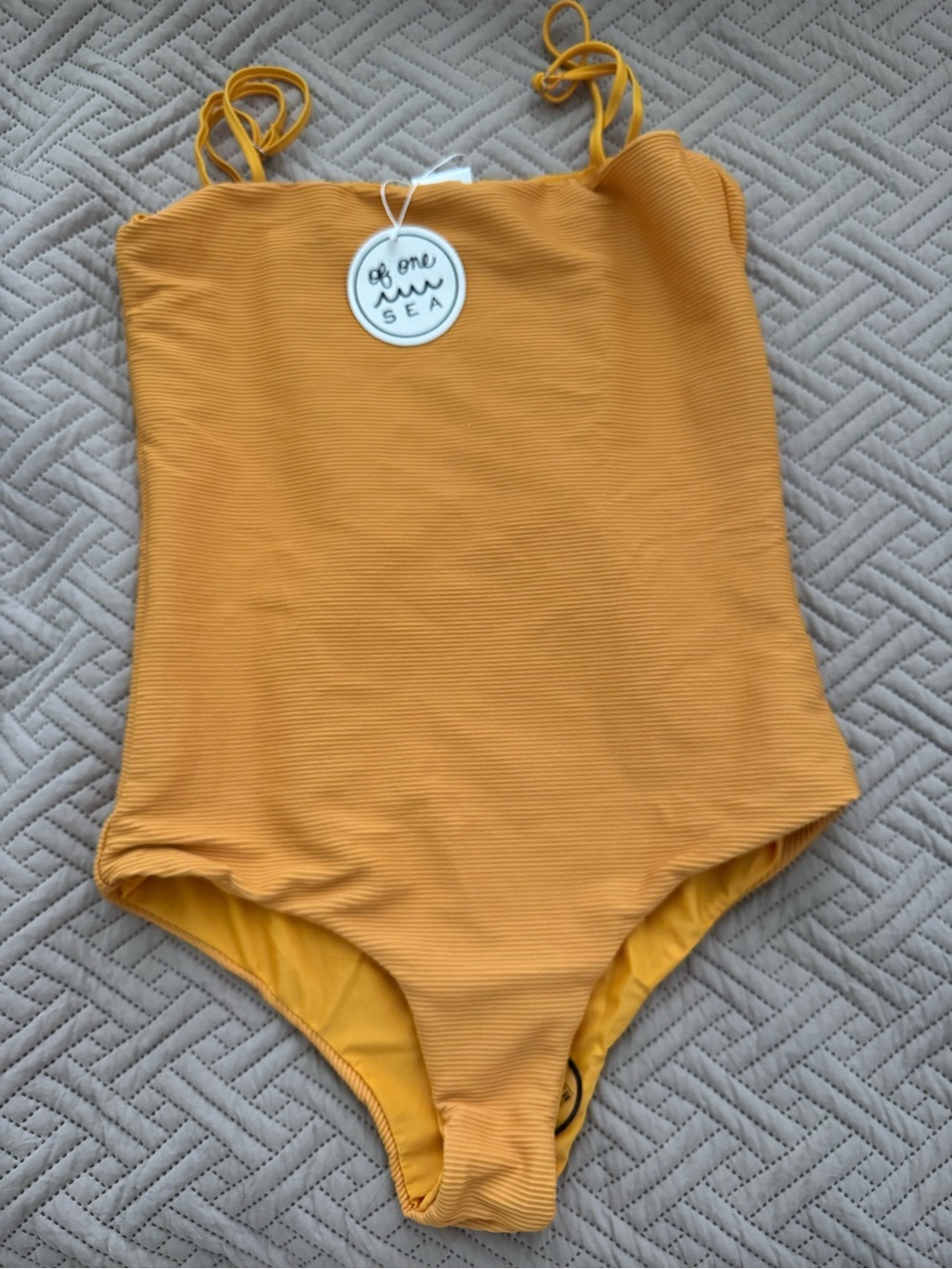 Of One Sea Women’s Mustard Yellow Ribbed One-Piece Swimsuit